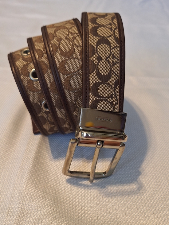 Coach Other - Coach Signature Logo canvas leather Belt Brown/Beige Men's Size 40 Made In Italy